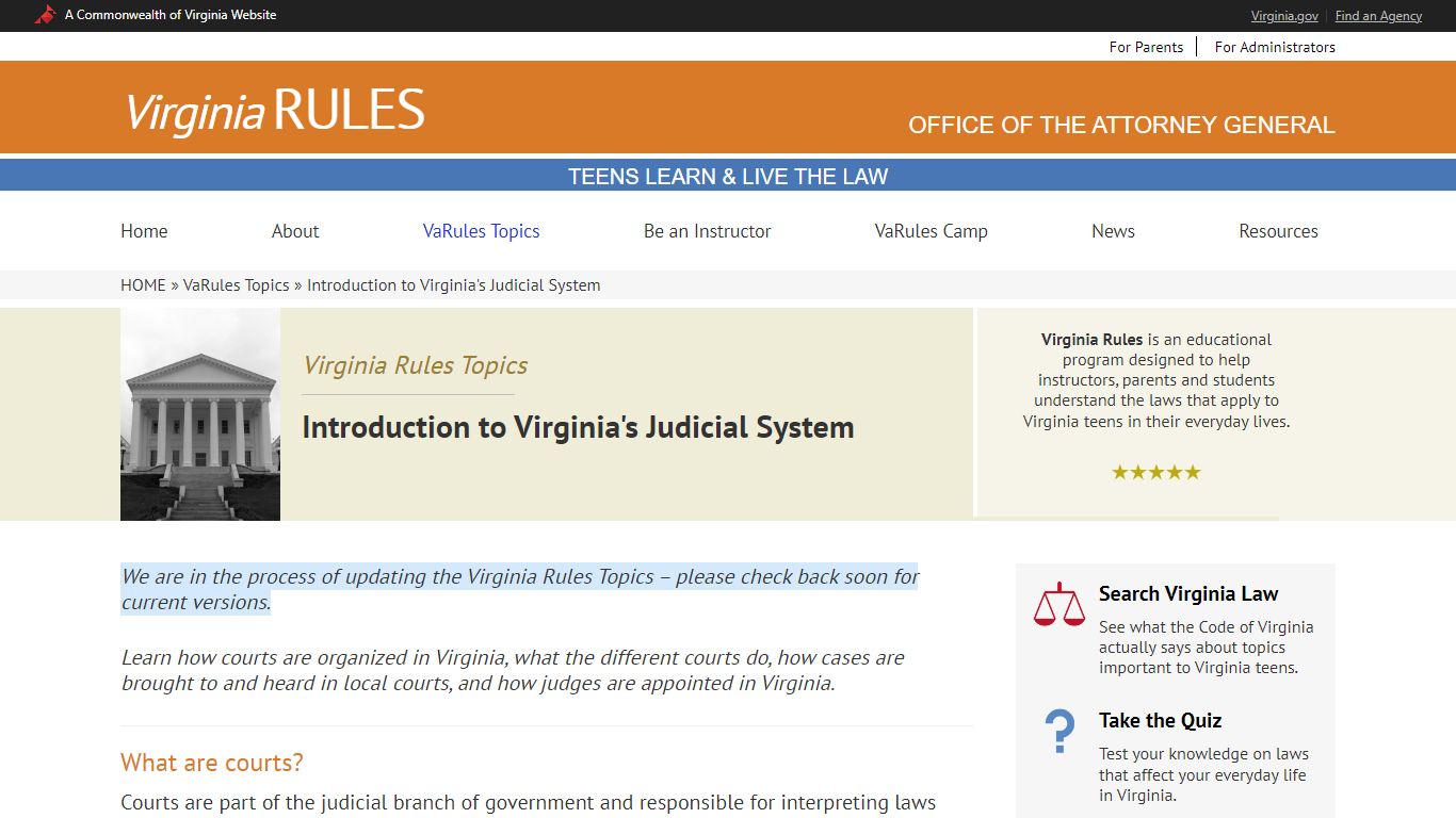 Introduction to Virginia’s Judicial System – Virginia Rules